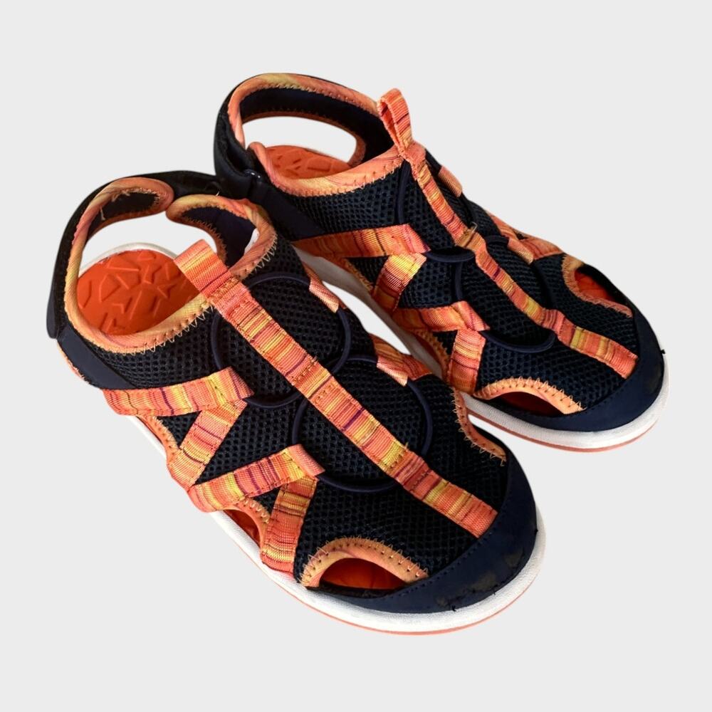 Lands' End Kids Water Shoes Youth Size 1 Navy Blue Orange